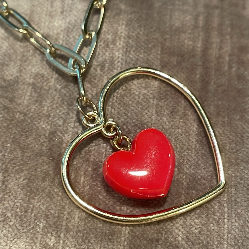 Paperclip Heart Pendant Necklace 18”